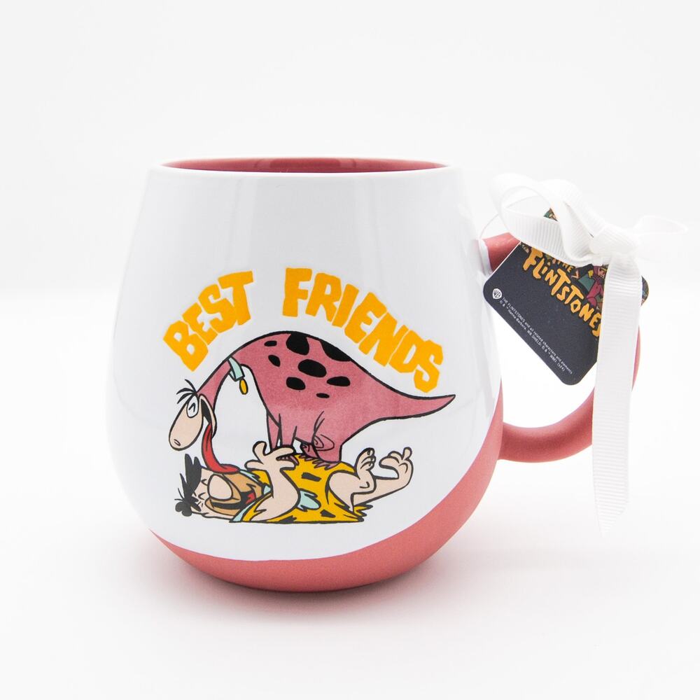 The Flintstones Mug, Dino and Fred Best Friends, 16oz Ceramic Egg Shaped Cup